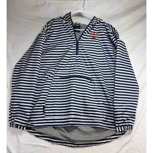Door‎ County Striped Quarter Zip Wind Breaker Nautical Rain Jacket Women's L NWT